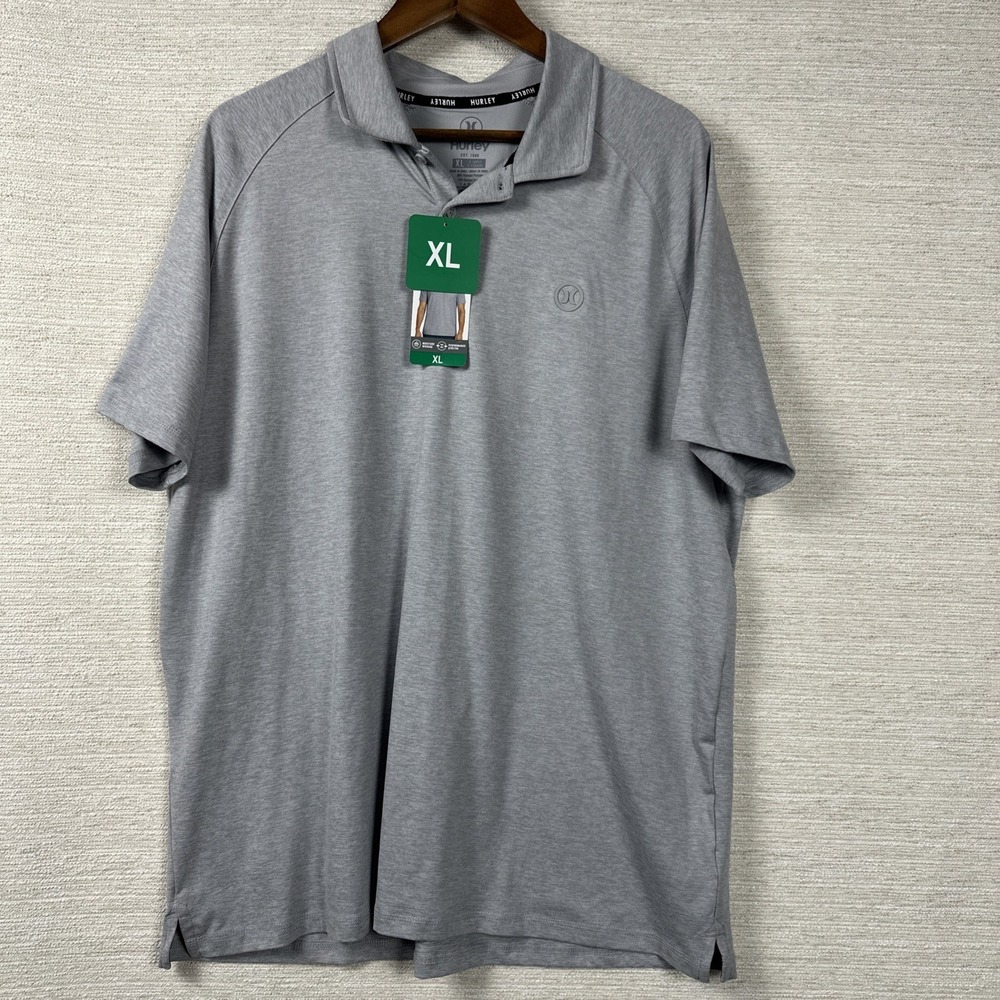 Hurley Performance Polo Shirt XL Gray Moisture Wicking Stretch Golf Athletic NWT
